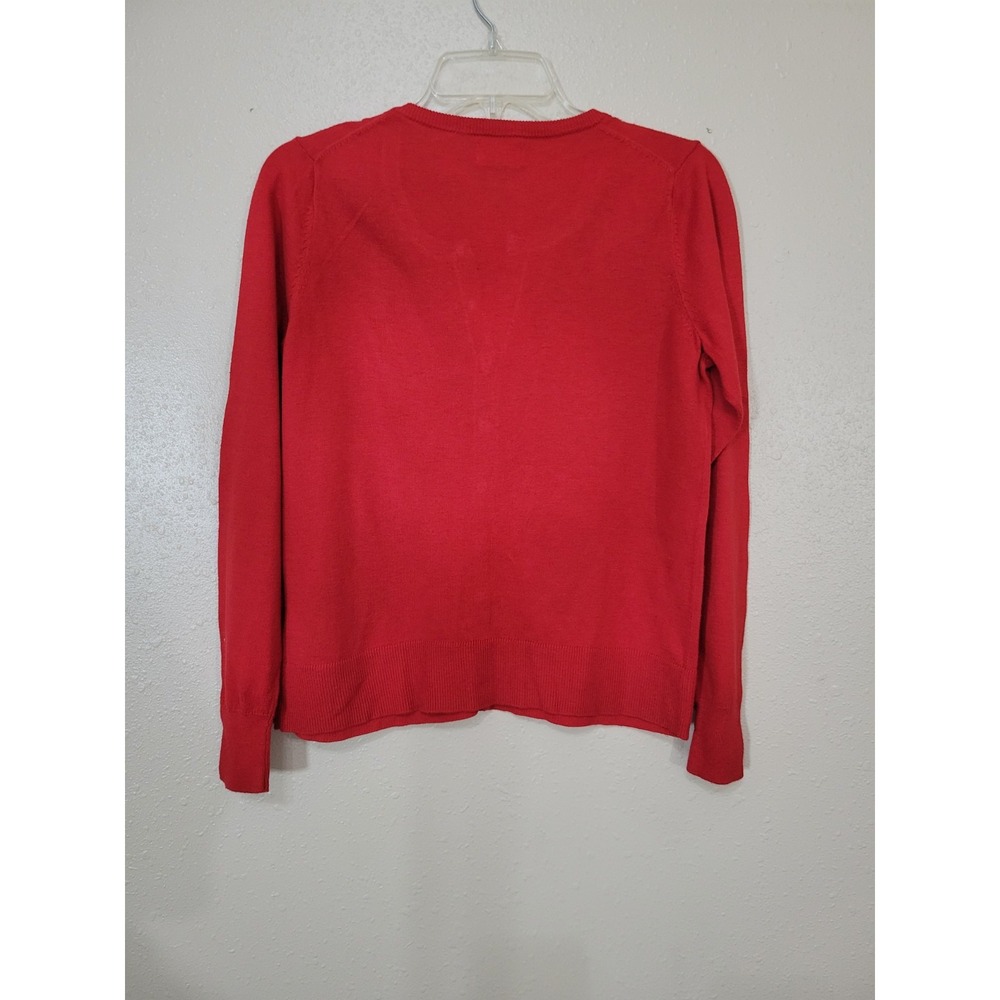 Old Navy Womens Sz M Sweater Cardigan Burgandy Button Up Round Neck Long Sleeve - Picture 4 of 11